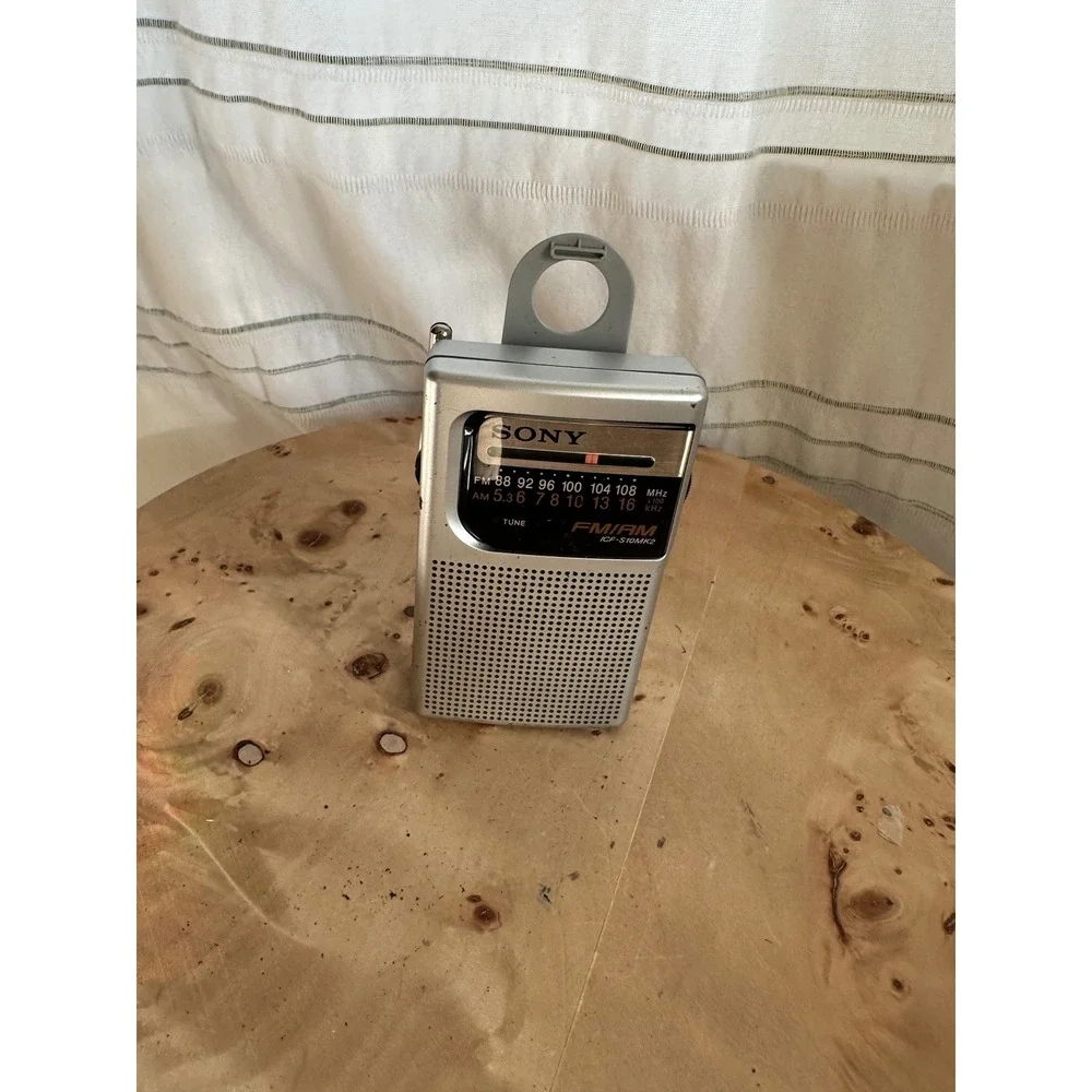 Sony ICF-S10MK2 Portable FM AM Radio Silver with MDR-023 Headphones Bundle